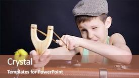  Presentation with retro 50s - Audience pleasing theme consisting of naughty child - vintage art portrait of little backdrop and a coral colored foreground