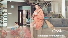  Presentation with pregnant mother - PPT layouts featuring naughty baby - young pregnant mother and her background and a coral colored foreground