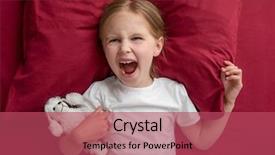  Presentation with angry child - Colorful presentation theme enhanced with naughty baby - angry child girl lying backdrop and a red colored foreground