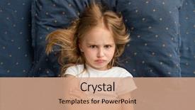  Presentation with angry child - Beautiful PPT theme featuring naughty baby - angry child girl lying backdrop and a coral colored foreground