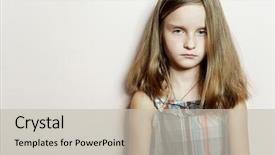  Presentation with sad girl - Colorful PPT layouts enhanced with naughty baby - cute sad little girl backdrop and a soft green colored foreground