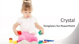  Presentation with baby blocks - Colorful presentation theme enhanced with naughty baby - little resentful girl plays backdrop and a white colored foreground