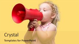  Presentation with pediatrics toddler - Beautiful slide deck featuring naughty baby - lovely blonde toddler shouting backdrop and a yellow colored foreground