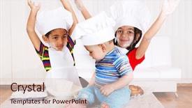  Presentation with generational african american culture and food - Colorful PPT layouts enhanced with naughty child - african american kids in cook backdrop and a lemonade colored foreground