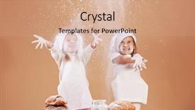  Presentation with cute bakery - PPT theme having naughty child - little cute bakers studio shot background and a coral colored foreground