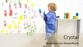  Presentation with artist - Amazing theme having naughty child - young artist boy ready backdrop and a soft green colored foreground