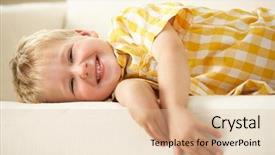  Presentation with energy efficient home - Presentation theme consisting of naughty child - young boy relaxing on sofa background and a  colored foreground