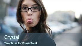  Presentation with asian - Theme consisting of naughty girl - young asian businesswoman sticking background and a ocean colored foreground