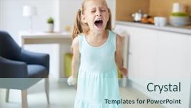  Presentation with attention - Audience pleasing slide deck consisting of naughty little girl shouting backdrop and a  colored foreground