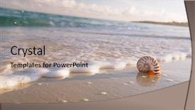  Presentation with stormy sea waves - Theme having nautilus sea shell against stormy background and a mint green colored foreground