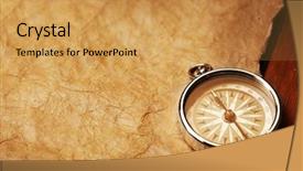  Presentation with close up view of the compass on old paper - Audience pleasing PPT layouts consisting of navagational tool - close up view backdrop and a  colored foreground