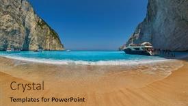  Presentation with pirate - Presentation design consisting of navagio-bay-zante-greece-june background and a coral colored foreground