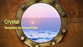  Presentation with naval - Cool new slides with naval - boat porthole with ocean view backdrop and a tawny brown colored foreground