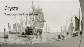  Presentation with vessels - Slides having naval - dutch vessels and boats background and a light gray colored foreground