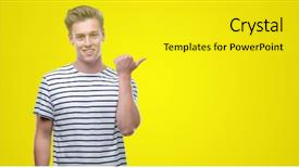  Presentation with finger - PPT layouts having naval - young handsome blond man wearing background and a yellow colored foreground