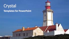  Presentation with 18th century - Presentation consisting of safe earth view - 18th century espichel cape lighthouse background and a teal colored foreground