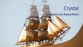  Presentation with naval ship - PPT layouts consisting of up trend on sales report background and a  colored foreground.