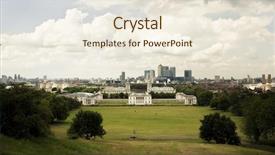  Presentation with london - Amazing slide set having london greenwich district under white backdrop and a sky blue colored foreground