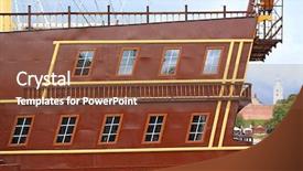  Presentation with naval - PPT layouts featuring naval battle - aging schooner background and a tawny brown colored foreground