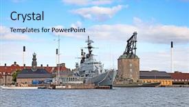  Presentation with naval - Presentation theme enhanced with naval military museum in copenhagen background and a light blue colored foreground