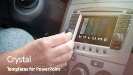 Presentation with car audio - PPT layouts consisting of navigating change - driver using knob to adjust background and a coral colored foreground
