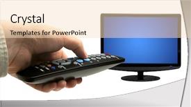  Presentation with control - Beautiful slide set featuring navigating change - hand holding tv remote control backdrop and a lemonade colored foreground