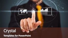  Presentation with modern tech - Amazing PPT layouts having navigating future - businessman pressing high tech type backdrop and a tawny brown colored foreground