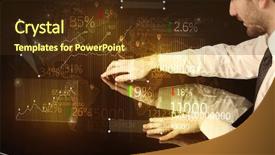  Presentation with navigate - Cool new presentation theme with navigating future - hands navigate on high tech backdrop and a tawny brown colored foreground