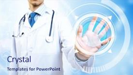  Presentation with working - Amazing slide deck having navigating future - unrecognizable male doctor with stethoscope backdrop and a sky blue colored foreground