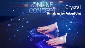  Presentation with navigating - PPT theme consisting of navigating-social-networking-with-online background and a ocean colored foreground