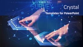  Presentation with online survey - Amazing PPT theme having navigating-social-networking-with-online backdrop and a navy blue colored foreground