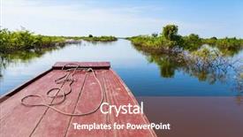  Presentation with navigating - PPT theme featuring navigating through tonle sap lake background and a  colored foreground