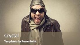  Presentation with portrait of a sleeping sloth - Audience pleasing PPT theme consisting of aviation navigation - aviator's portrait backdrop and a coral colored foreground