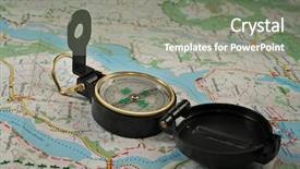  Presentation with compass map - Cool new presentation theme with navigation chart - black military compass backdrop and a gray colored foreground