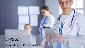  Presentation with navigation - Presentation theme featuring navigation chart - medicine doctor working with modern background and a light blue colored foreground