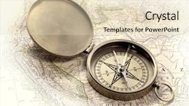  Presentation with vintage compass - Amazing PPT theme having navigation chart - vintage pocket brass compass backdrop and a lemonade colored foreground
