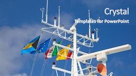  Presentation with ship navigation - PPT theme consisting of navigation equipment and masts background and a ocean colored foreground