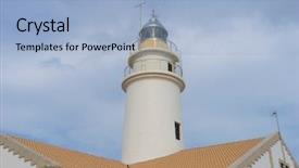  Presentation with calm sea - PPT layouts with navigation lighthouse next background and a light blue colored foreground