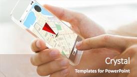  Presentation with transparent screen - Beautiful slide deck featuring navigation location technology and people backdrop and a coral colored foreground