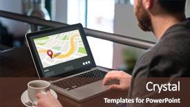  Presentation with pointer - Audience pleasing PPT layouts consisting of navigation map with red pointer backdrop and a tawny brown colored foreground