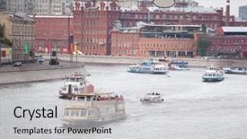  Presentation with navigation - PPT theme having navigation on moscow river background and a light gray colored foreground