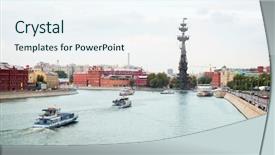  Presentation with navigation - PPT theme having navigation on moscow river background and a sky blue colored foreground