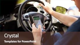  Presentation with distracted driving - Slides featuring navigation on phone whilst driving background and a tawny brown colored foreground