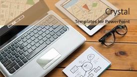  Presentation with notebook design - Slide set featuring navigation responsive design and technology background and a  colored foreground