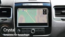  Presentation with parking system - Theme enhanced with navigation system in car background and a wine colored foreground