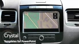 Presentation with car parking system - Cool new slides with navigation system in car backdrop and a dark gray colored foreground