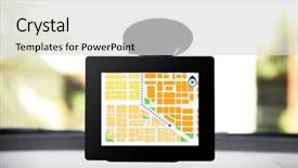  Presentation with car parking system - Audience pleasing slide set consisting of navigation system in car backdrop and a light gray colored foreground
