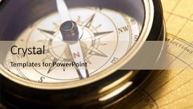  Presentation with close up view of the compass on old paper - Presentation design with school subjects doodles against little boy writing book in classroom background and a coral colored foreground