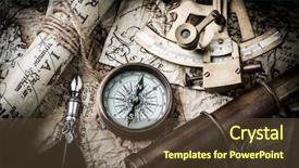  Presentation with vintage compass - Amazing PPT theme having navigational maps - vintage still life with compass backdrop and a tawny brown colored foreground