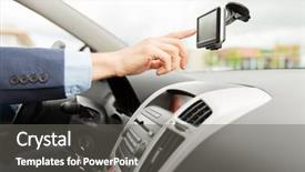  Presentation with car business - Audience pleasing slide set consisting of navigator while driving driving car backdrop and a gray colored foreground